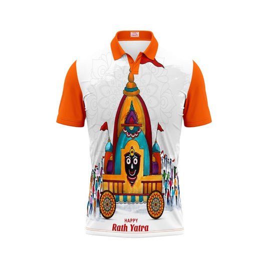 Next Print Puri Jagannath Photoprinted Tshirt Orange Colour Rath Yathra Design 10