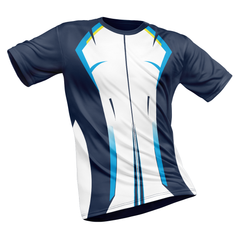 Polyester Half Sleeve Jersey with Round Collar and All Over Digital Print.