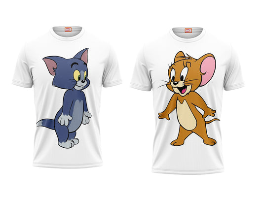 Tom and Jerry Couple Printed Tshirts - Pack of 2 Design 3