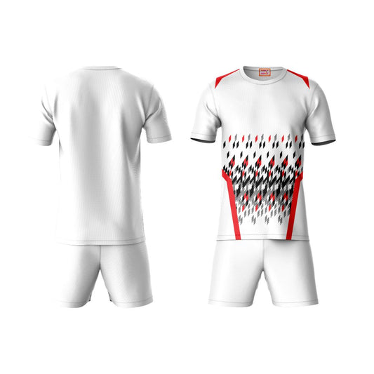 Next Print Round neck jersey white with shorts NPTS20