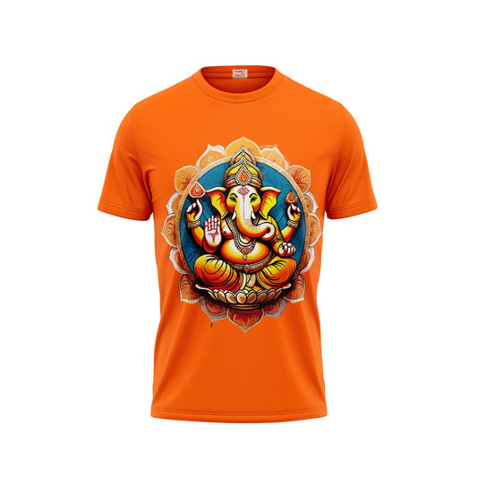 Next Print Ganesha Printed Tshirt Orange Colour Design 9