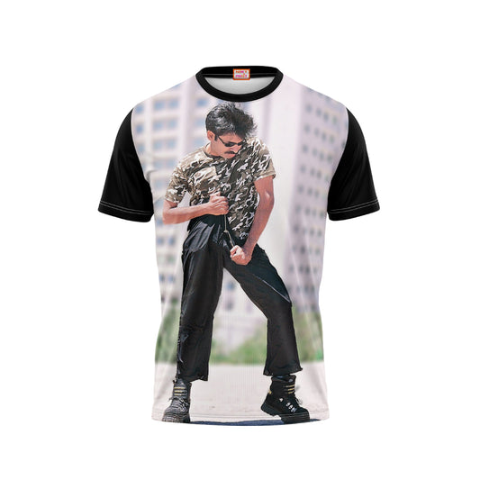 Nextprint Pawan kalyan dance black photo printed tshirt