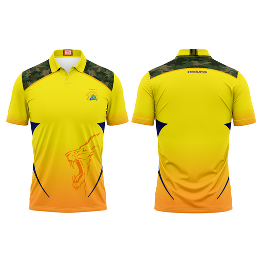 Next Print Customised Ipl Chennai Super Kings Polo Collar Printed Jersey.