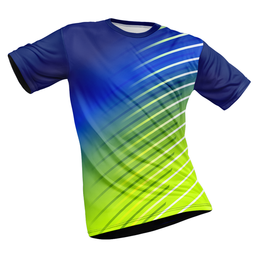 Polyester Half Sleeve Jersey with Round Collar and All Over Digital Print.
