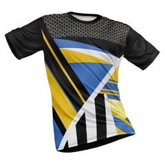 Polyester Half Sleeve Jersey with Round Collar and All Over Digital Print.