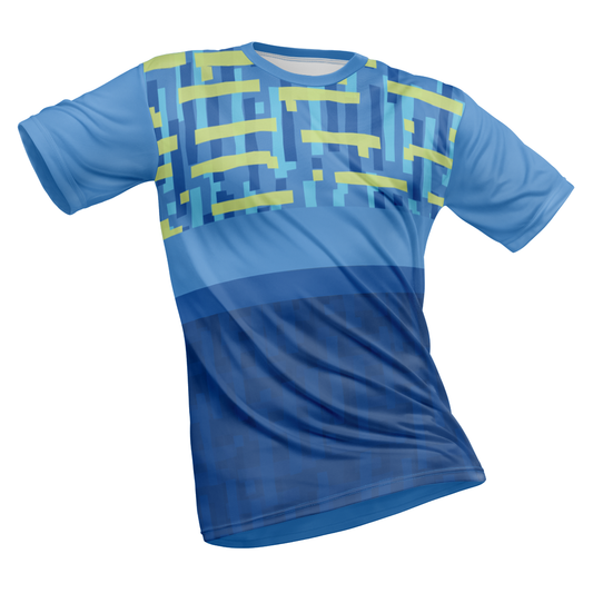 Polyester Half Sleeve Jersey with Round Collar and All Over Digital Print.