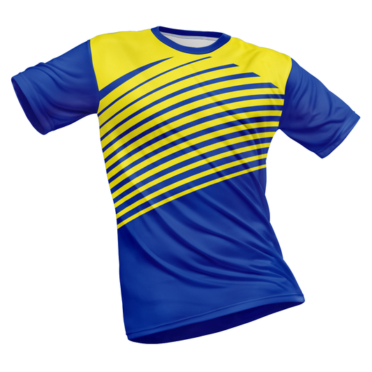Polyester Half Sleeve Jersey with Round Collar and All Over Digital Print.
