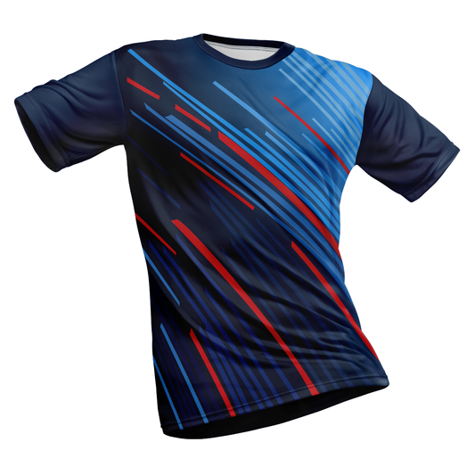 Polyester Half Sleeve Jersey with Round Collar and All Over Digital Print.