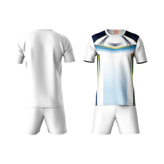Next Print Round neck jersey white with shorts NPTS32