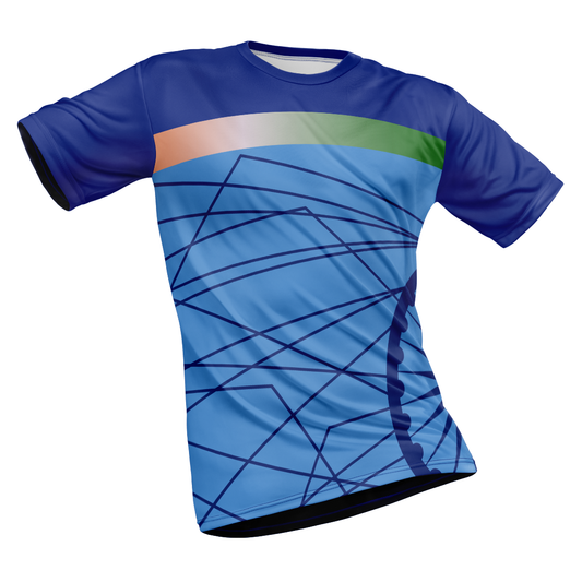 Polyester Half Sleeve Jersey with Round Collar and All Over Digital Print.