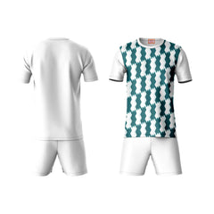 Next Print Round neck jersey white with shorts NPTS39