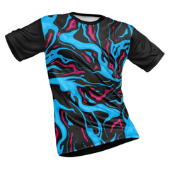 Polyester Half Sleeve Jersey with Round Collar and All Over Digital Print.