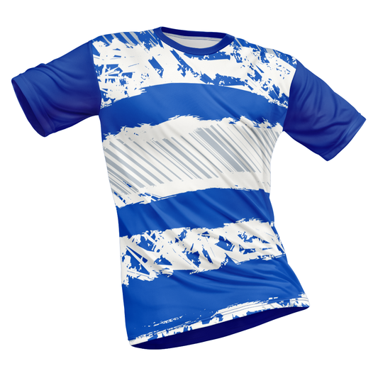 Polyester Half Sleeve Jersey with Round Collar and All Over Digital Print.