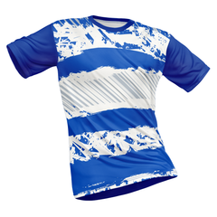 Polyester Half Sleeve Jersey with Round Collar and All Over Digital Print.