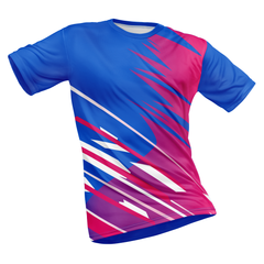 Polyester Half Sleeve Jersey with Round Collar and All Over Digital Print.