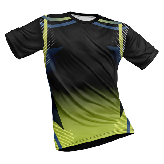 Polyester Half Sleeve Jersey with Round Collar and All Over Digital Print.