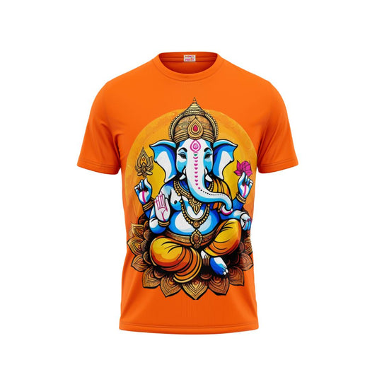 Next Print Ganesha Printed Tshirt Orange Colour Design 13