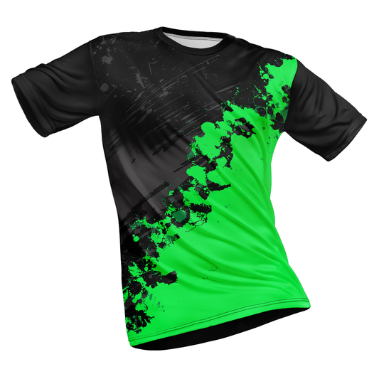 Polyester Half Sleeve Jersey with Round Collar and All Over Digital Print.