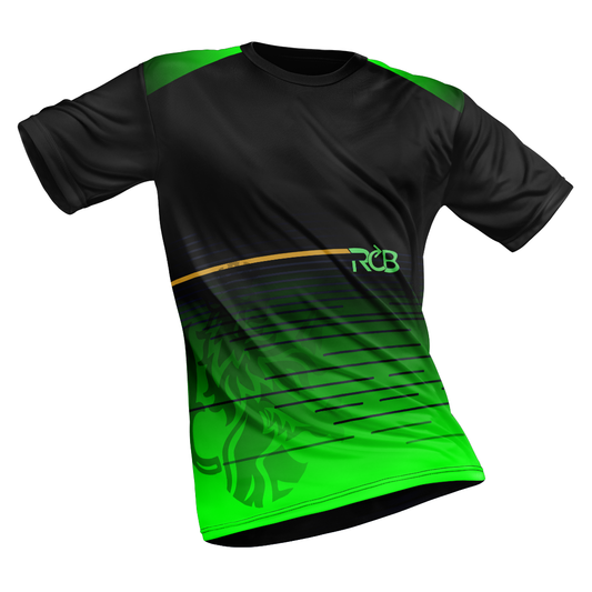 Polyester Half Sleeve Jersey with Round Collar and All Over Digital Print.