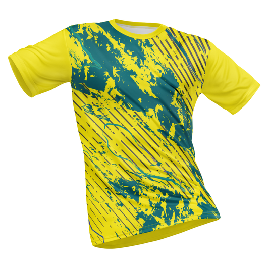 Polyester Half Sleeve Jersey with Round Collar and All Over Digital Print.