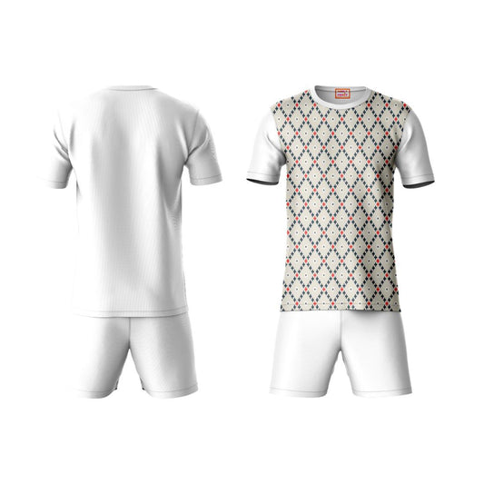 Next Print Round neck jersey white with shorts NPTS89