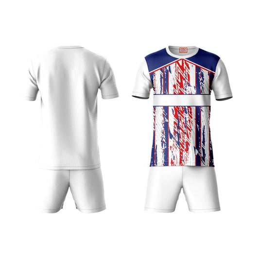Next Print Round neck jersey white with shorts NPTS95
