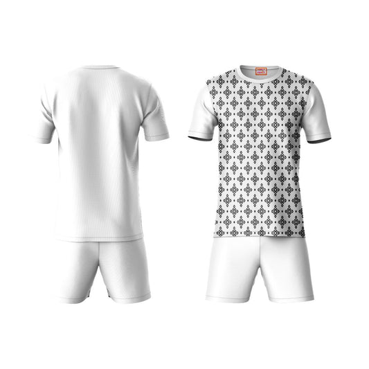 Next Print Round neck jersey white with shorts NPTS97