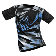 Polyester Half Sleeve Jersey with Round Collar and All Over Digital Print.