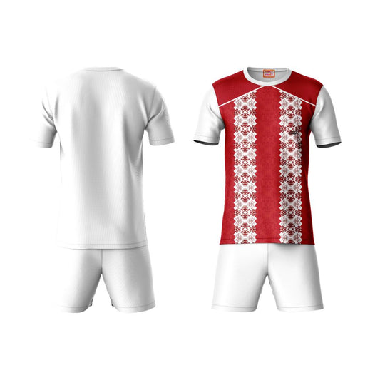 Next Print Round neck jersey white with shorts NPTS111