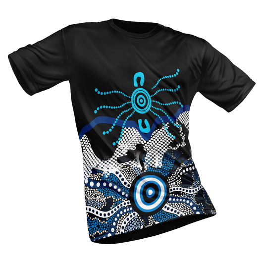 Polyester Half Sleeve Jersey with Round Collar and All Over Digital Print.