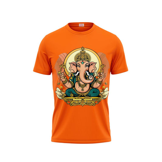 Next Print Ganesha Printed Tshirt Orange Colour Design 1