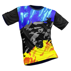 Polyester Half Sleeve Jersey with Round Collar and All Over Digital Print.