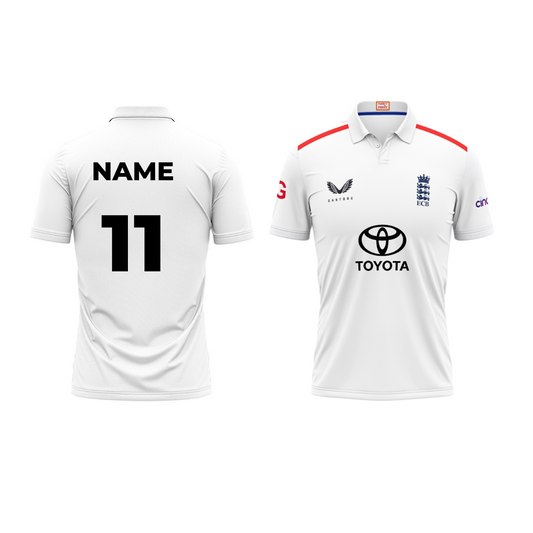 Next Print Custom England Test Jersey 2025. With Name and Number.