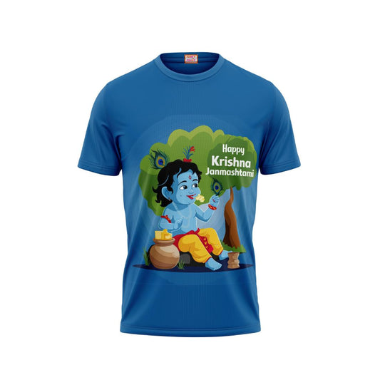 Next Print Krishna janmashtami Blue Printed Tshirt