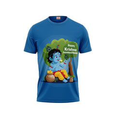 Next Print Krishna janmashtami Blue Printed Tshirt