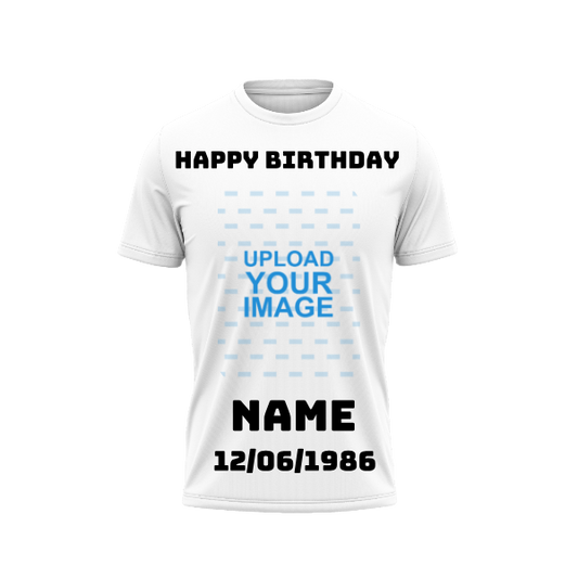 Photo Printed T-Shirt With Name,and Birthday Date Printed.
