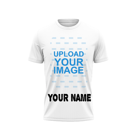 Photo With Name Printed Tshirt. Round Neck T-Shirt.