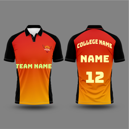 Next Print Ipl Hyderabad Printed Polo Collar Jersey With Name And Number Printed.