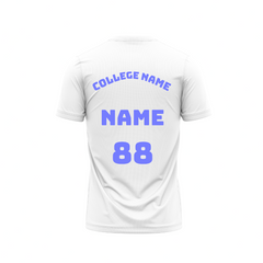 Plain Round neck White Tshirt With College Name , Player Name and Number Printed.