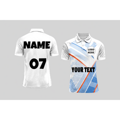 Next Print Cricket Polo Half White Customized Jersey - NPCWH00A5