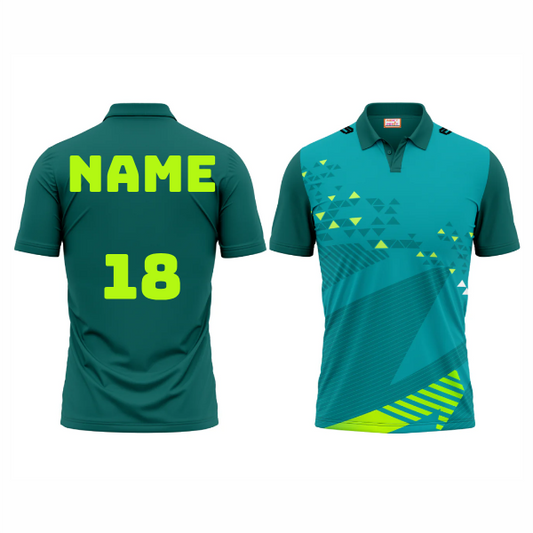 Next Print Polo Neck Printed Jersey Green NP0074