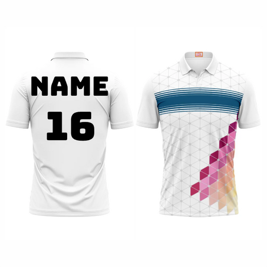 Next Print Customized Polo Neck White Jersey NPTS64