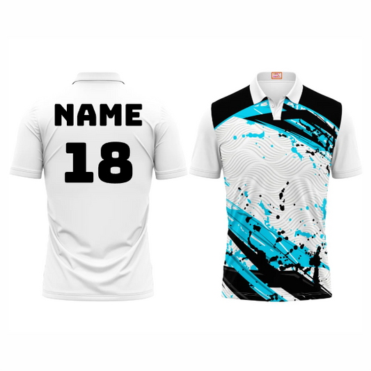 Next Print Customized Polo Neck White Jersey NPTS63