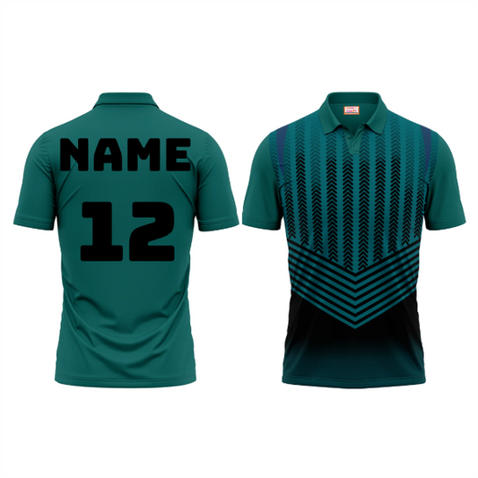 Next Print Polo Neck Printed Jersey Green NP00196