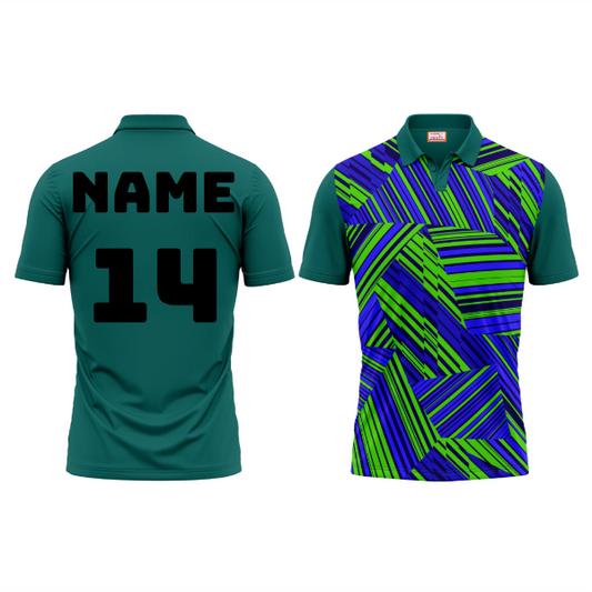 Next Print Polo Neck Printed Jersey Green NP0033