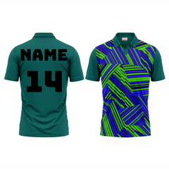 Next Print Polo Neck Printed Jersey Green NP0033