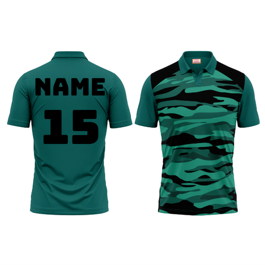 Next Print Polo Neck Printed Jersey Green NP0017