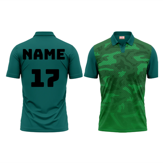 NEXT PRINT Polo Neck Printed Jersey Green NP008