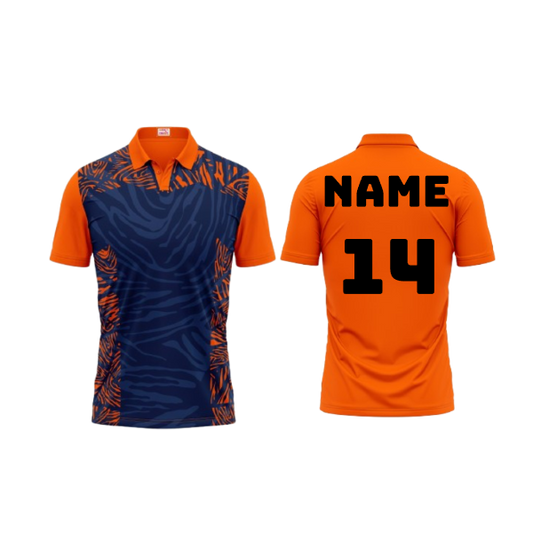 Next Print Polo Neck Printed Jersey Orange Design 32