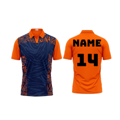 Next Print Polo Neck Printed Jersey Orange Design 32